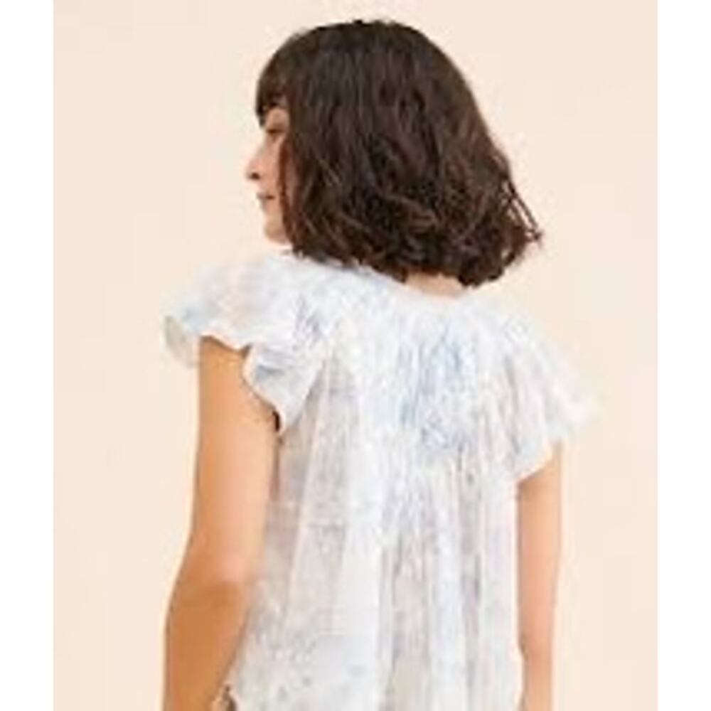 Free People Printed Padma Top – Blue/White, Size M $88 - Picture 3 of 13